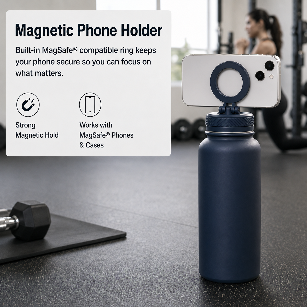 Custom Water Bottle with Phone Holder 1L