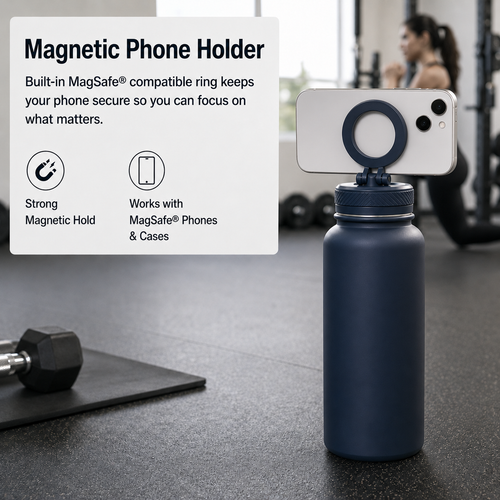 Custom Water Bottle with Phone Holder 1L